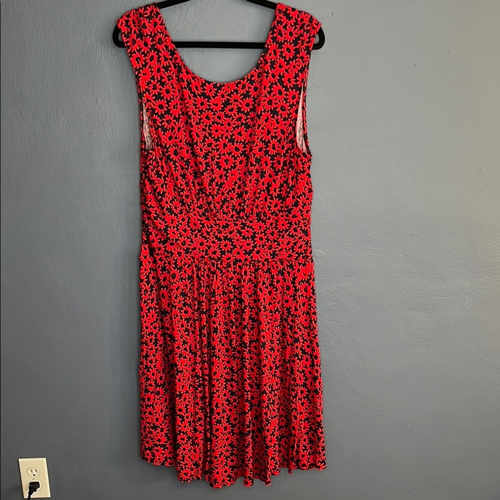Red Floral Sleeveless Dress